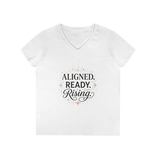 Aligned Ready Rising V-Neck Tee — Inspirational Women's Graphic T-Shirt