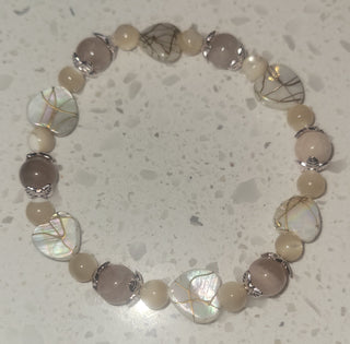 Aura Cleanse Sunstone and Shell Bracelet - Handmade