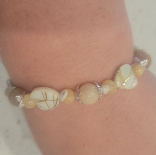 Aura Cleanse Sunstone and Shell Bracelet - Handmade