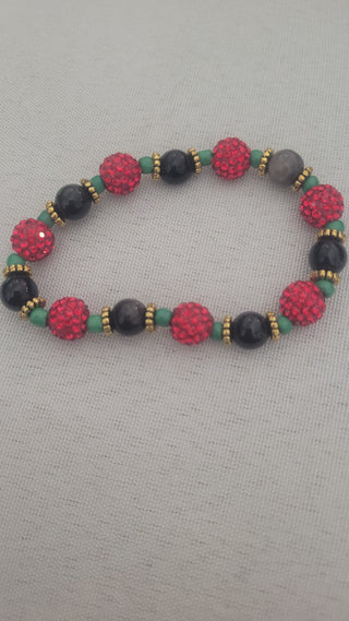 Silver Obsidian Christmas Guardian Bracelet
