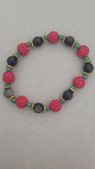 Silver Obsidian Christmas Guardian Bracelet