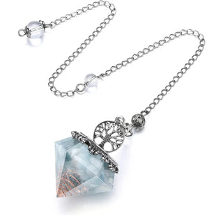 Tree of Life Reiki Pendulum - Multi-Crystal Orgone Pendant for Chakra Healing and Divination