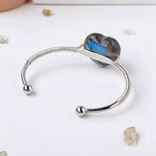 Mystical Heart Labradorite Adjustable Cuff Bracelet