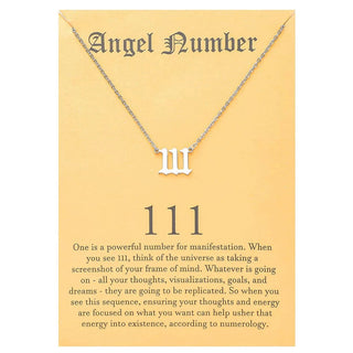 Stainless Steel Angel Number Necklace For Women 111 222 333 444 555 666 777 888 999 Pendant Chain Female Party Jewelry With Card
