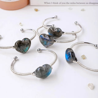 Mystical Heart Labradorite Adjustable Cuff Bracelet