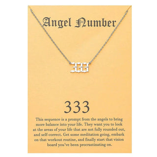 Stainless Steel Angel Number Necklace For Women 111 222 333 444 555 666 777 888 999 Pendant Chain Female Party Jewelry With Card