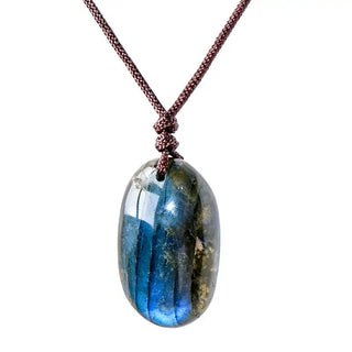 Natural Labradorite Quartz Necklace – Healing Crystal Pendant for Energy, Intuition, and Balance | Unisex Waterdrop Design
