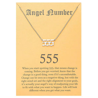 Stainless Steel Angel Number Necklace For Women 111 222 333 444 555 666 777 888 999 Pendant Chain Female Party Jewelry With Card