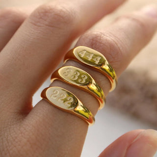 2023 Fashion  Angel Number Rings Jewelry For Women 111 222 333 444 Lucky Number Stainless Steel Ring For Girls