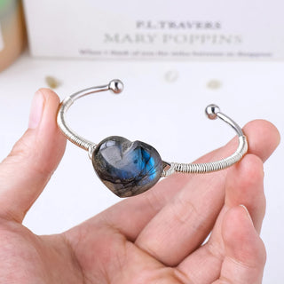 Mystical Heart Labradorite Adjustable Cuff Bracelet