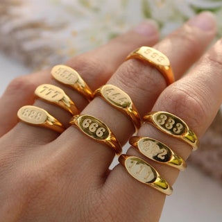 2023 Fashion  Angel Number Rings Jewelry For Women 111 222 333 444 Lucky Number Stainless Steel Ring For Girls