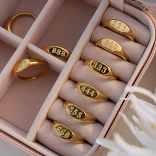 2023 Fashion  Angel Number Rings Jewelry For Women 111 222 333 444 Lucky Number Stainless Steel Ring For Girls