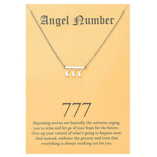 Stainless Steel Angel Number Necklace For Women 111 222 333 444 555 666 777 888 999 Pendant Chain Female Party Jewelry With Card