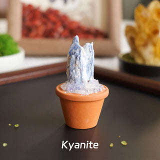 1pc Natural Crystal Stones Mini Clay Pot Base Amethyst Quartz Healing Gemstones Potted Plant Style Crafts Feng Shui Home Decor