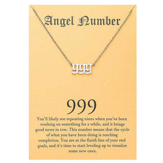 Stainless Steel Angel Number Necklace For Women 111 222 333 444 555 666 777 888 999 Pendant Chain Female Party Jewelry With Card