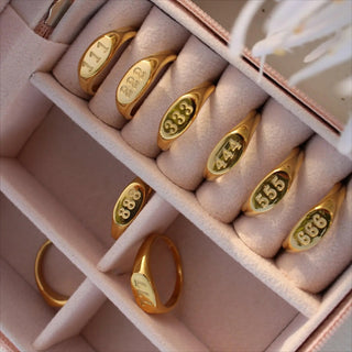 2023 Fashion  Angel Number Rings Jewelry For Women 111 222 333 444 Lucky Number Stainless Steel Ring For Girls