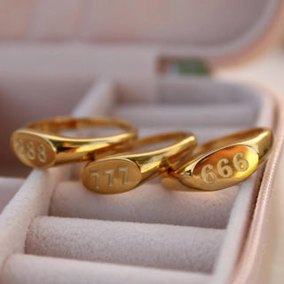 2023 Fashion  Angel Number Rings Jewelry For Women 111 222 333 444 Lucky Number Stainless Steel Ring For Girls