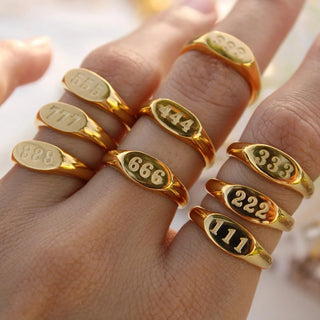 2023 Fashion  Angel Number Rings Jewelry For Women 111 222 333 444 Lucky Number Stainless Steel Ring For Girls
