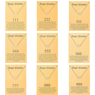 Stainless Steel Angel Number Necklace For Women 111 222 333 444 555 666 777 888 999 Pendant Chain Female Party Jewelry With Card